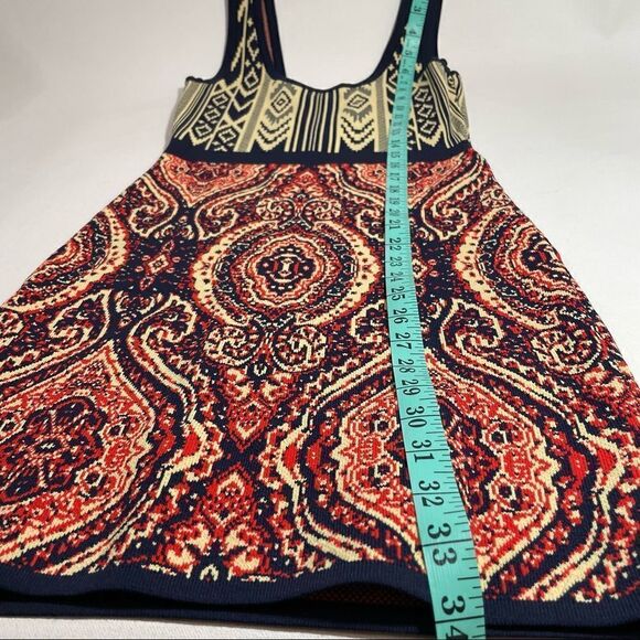 Jealous Tomato knit cream, navy, red patterned  bodycon dress in small - Picture 8 of 12